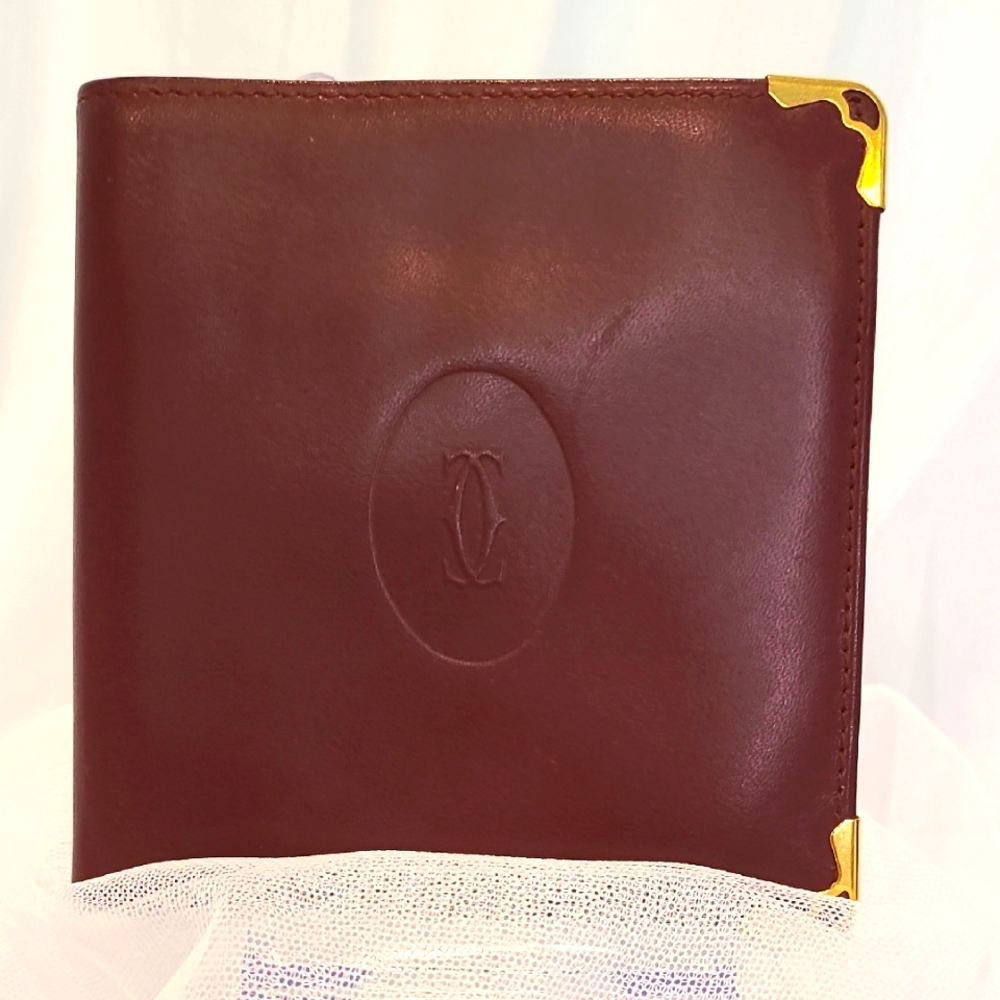Cartier de Must Burgundy Leather Bifold Wallet